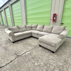 Beige U Shape Sectional Sofa - FREE DELIVERY