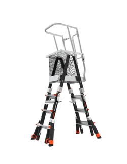 Little Giant Ladders Compact Cage 6-ft (12.3-ft Reach Height) Fiberglass Type 1AA - 375 Ibs. Load Capacity Teles...