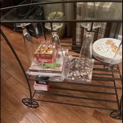 Mid-Century Brass Bar Cart with Glass Shelves .Dining room server