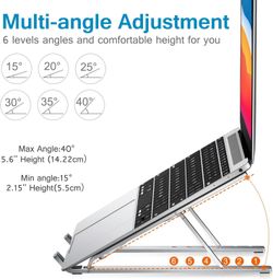Adjustable White Aluminum Laptop Stand for 10–15.6” Devices