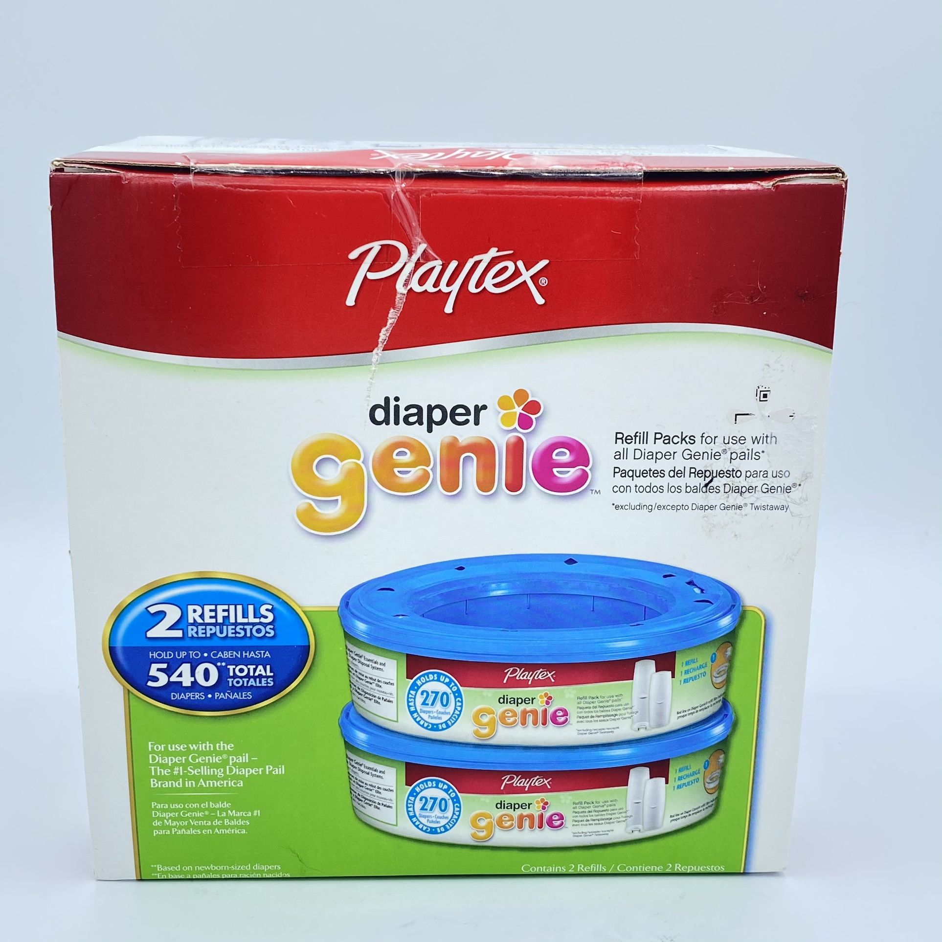 2 Pack Playtex Baby Diaper Genie Refill w/ Odor Lock Holds UpTo 540 - SHIPS FAST