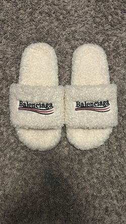 White balenciaga slides