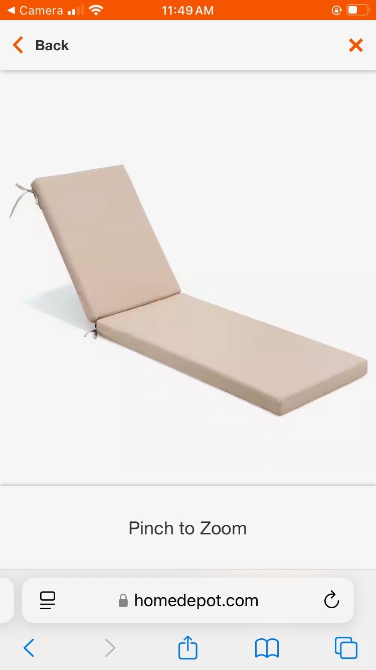 20.9 in. x 71.8 in. Outdoor Chaise Lounge Cushion in Beige