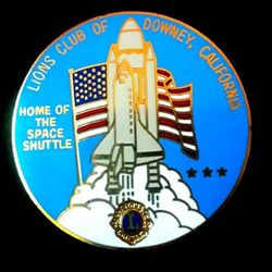 Lions Club Of Downey, Ca. Space Shuttle Pin. Vintage. Large