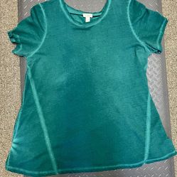 Logo By Lori Goldstein, Distressed, Short Sleeve Tunic Top. Size Large.