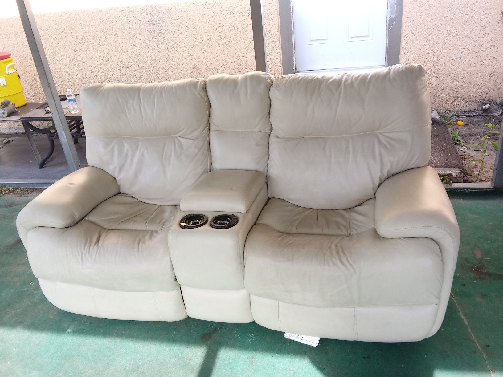 Electric Leather 2 seater recliners (beige color) FREE DELIVERY