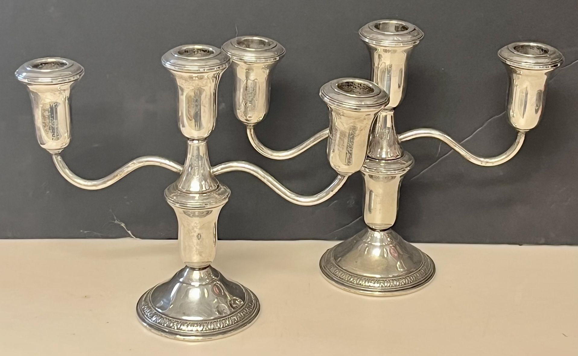 Sterling Silver Candelabras  Pair