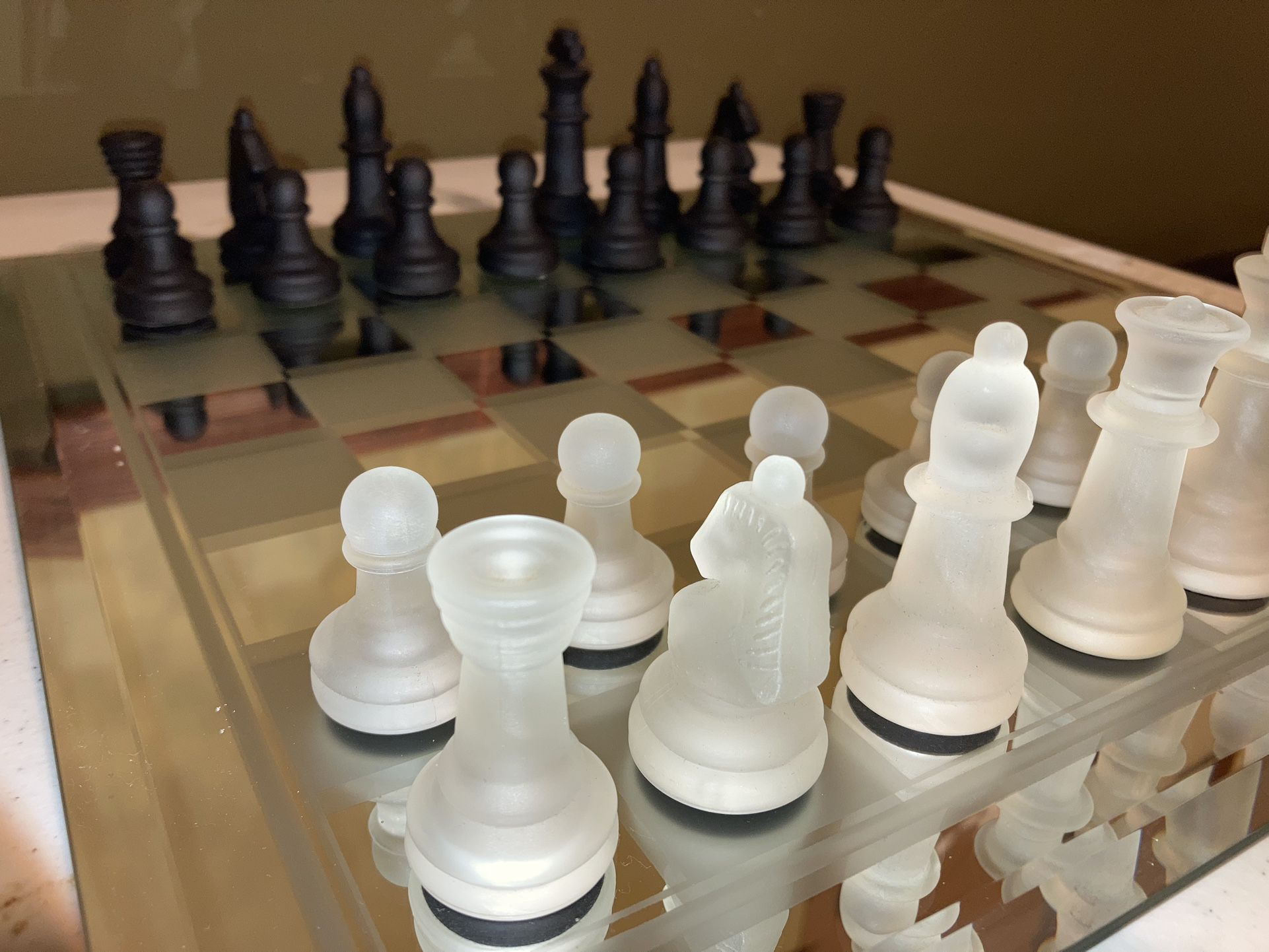 Glass Chess Set (missing Queen)