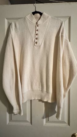 Cream Knit Henley Pullover Sweater