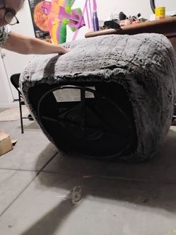 grey fluffy chair