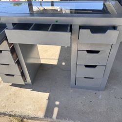 Gray vanity dresser - Vanity Mirror Broke