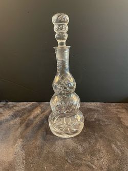 1950’s Cut Glass Decanter with Bulbous Body & Stopper