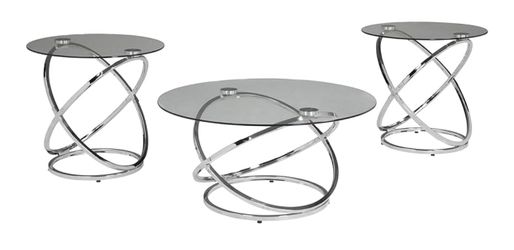 3pc Silver glas tables
