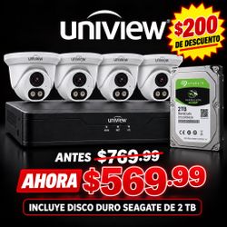 Uniview  kit Completo 4 cameras,Grabador y disco duro .
