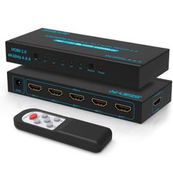 4K HDMI Switcher 5x1 with IR Remote, High-Speed 5 Port HDMI Selector Box