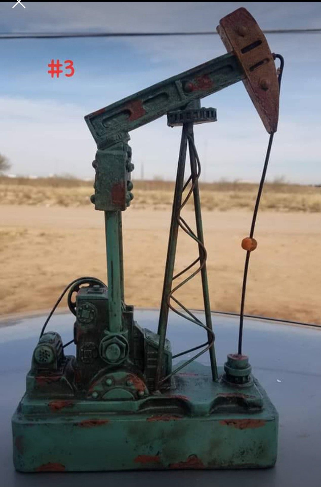 Texas Oilfield Pumpjack Decor Office Study Desk - 1 Foot