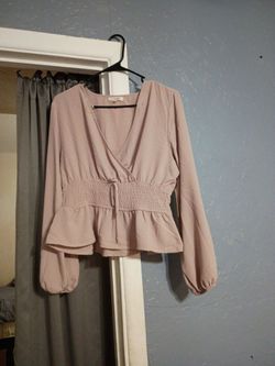 Light Pink Waist Peplum Blouse