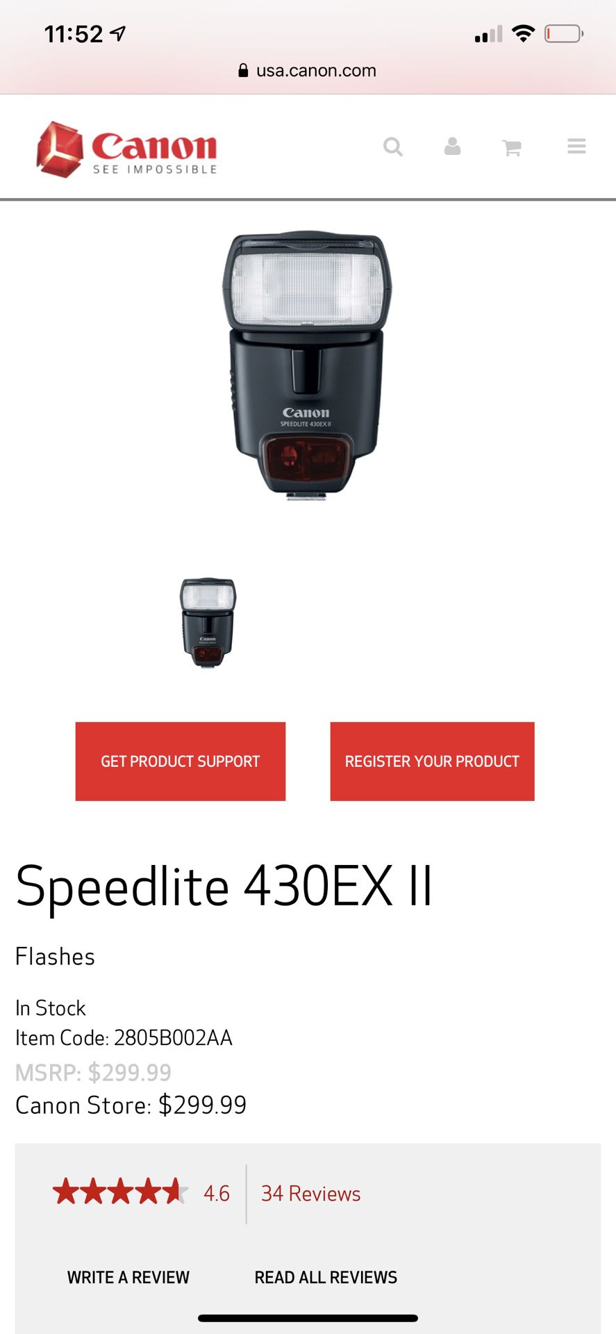 Canon Speedlite 430 EX II External Flash [New in box]