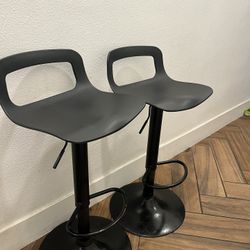 thksbought Set of 2 Modern Bar Stools Simple Adjustable Bar Stool(Matte Black