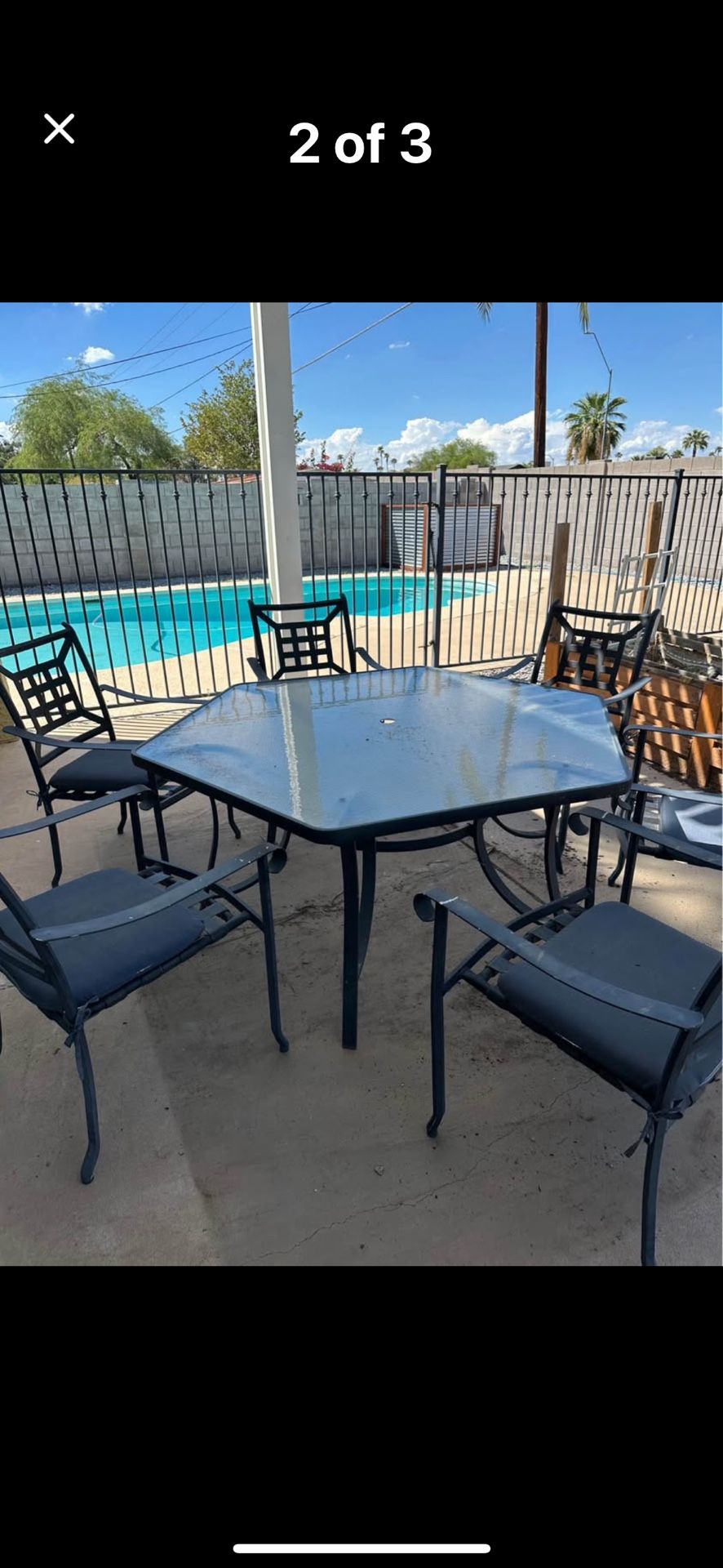 7 Piece Patio Furniture Set - Chairs Tables Cushions