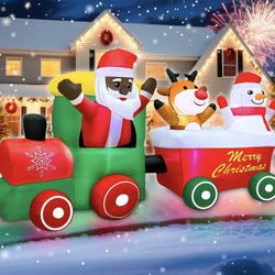 7 FT Long Christmas Inflatables Train Outdoor Decoration