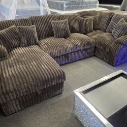 Brand NEW SECTIONAL CORDUROY FABRIC WITH PULL OUT BED & STORAGE CHAISE $998
