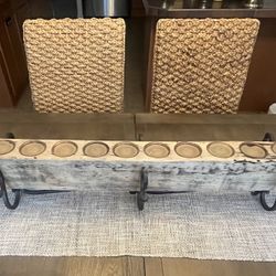 Rustic Wood Centerpiece Candle Holder – 12-Cup with Wrought Iron Stand