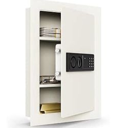 Electronic Wall Hidden Safe Security Box, Built-In Wall Electronic Flat Security Safety Cabinet (White)