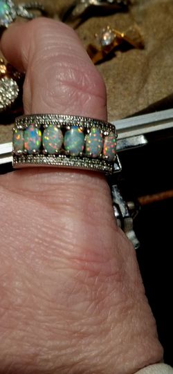 Silver opal ring
