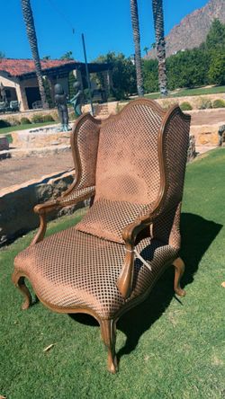 Louis XV Style Wingback Arm Chair and Ottoman