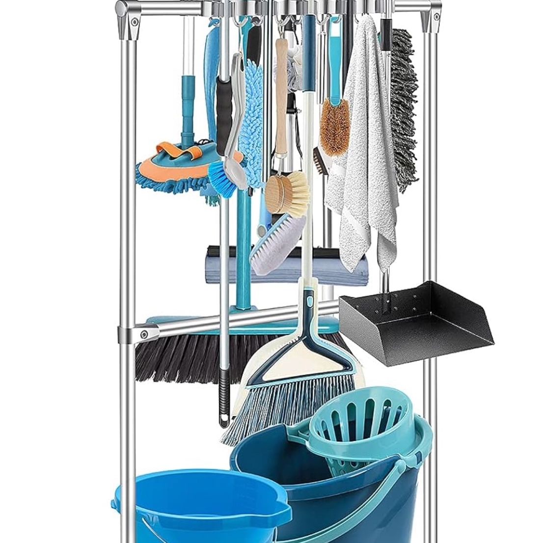 Movable Broom/Mop/Cleaning Organizer Stainless Steel 