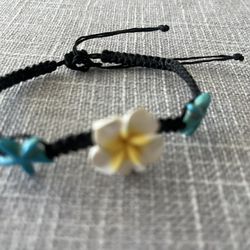 Handcraft Adjustable Plumeria Flower & Starfish Bracelet