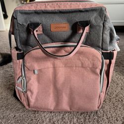 Diaper Bag Backpack,Baby Diaper Bags, Multifunctional Travel Diaper Waterproof Backpack for Baby Boy & Girls, with Portable Diaper Pad-pink 