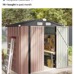 Aoxun 6.2x4 FT Shed Outdoor Storage Shed Metal Garden Shed with Lockable Doors & Slooping Roof