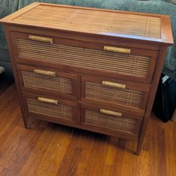 Vintage Pier 1 Imports Bamboo 5 Drawer Dresser | Wooden Dresser | Bamboo Drawers