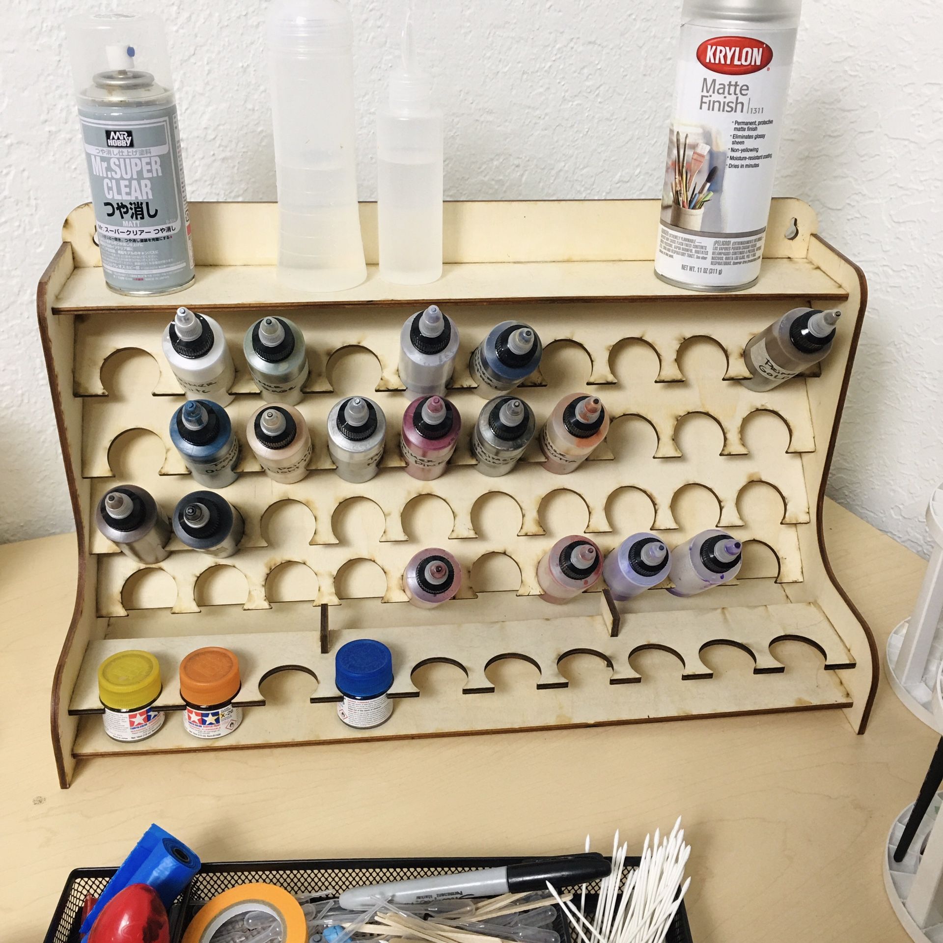 Hobby Paint Organizer Wooden Shelf