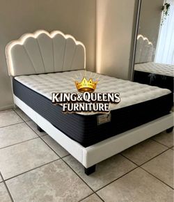 New Queen bed frame with mattress