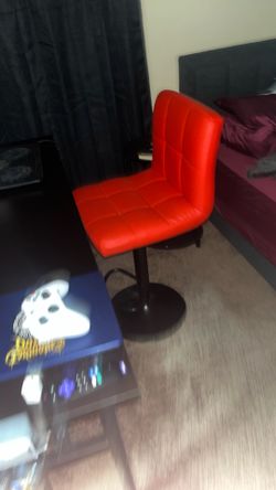 2 New Red Leather Bar Stools / Adjustable