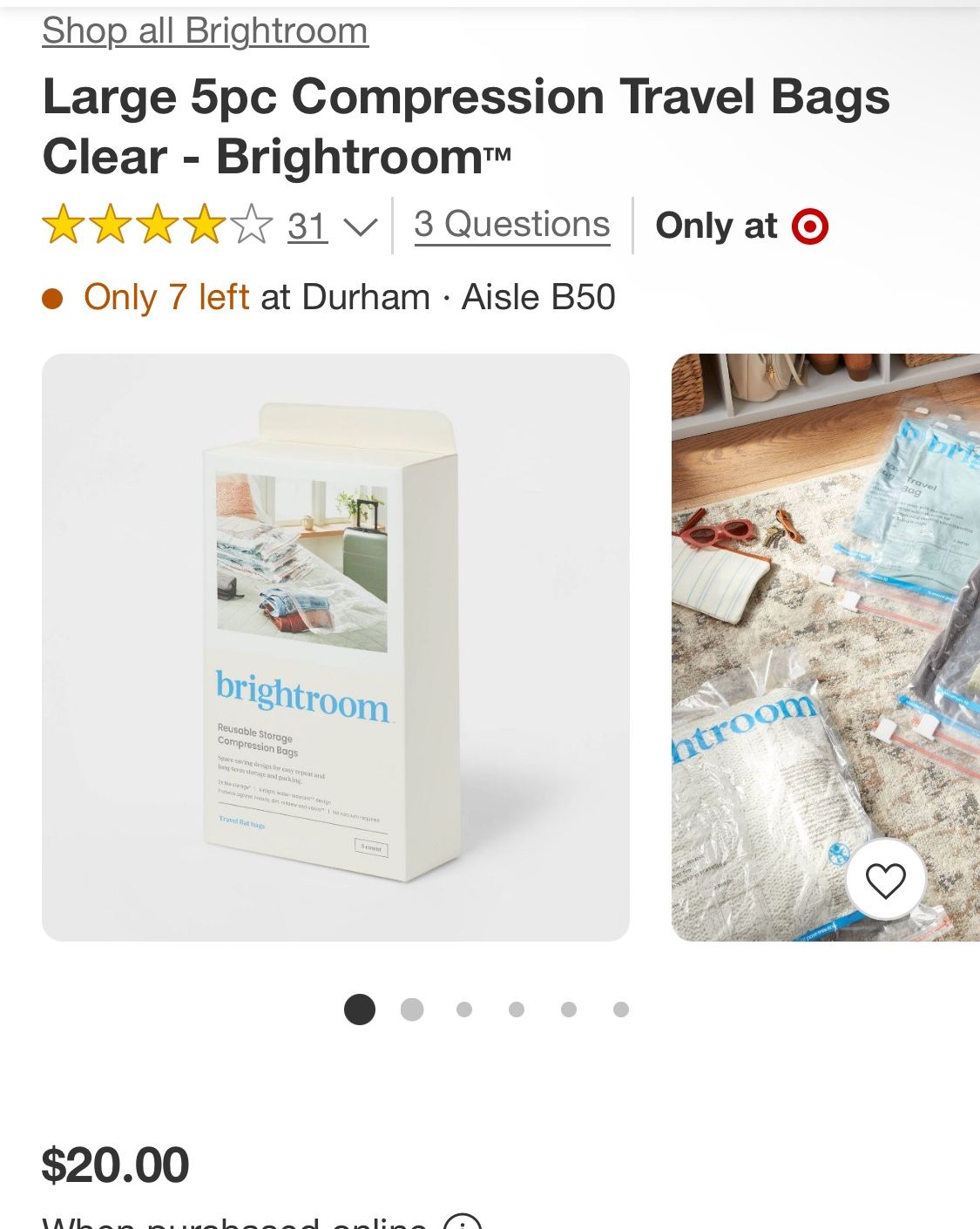 Large 5pc Compression Travel Bags Clear - Brightroom™