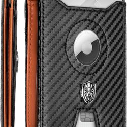 Slim Wallet with AirTag Holder Minimalist AirTag Wallet - Bifold AirTag Wallet Men with 10 Credit Card Slots, 1 Transparent ID Window - Mens Wallet wi