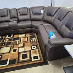 Sectional Recliner Brown 