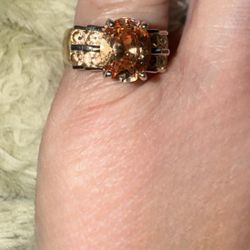 EUC Designer Ross Simons Citrine CZ Gold Vermeil Sterling Silver Ring - Size 6 