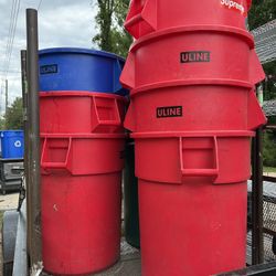 Ten 55 Gallon Trash cans