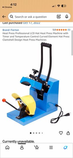Heat Press Professional LCD Hat Heat Press Machine with Timer and Temperature Control Curved Element Hat Press Clamshell Design Heat Press Machines