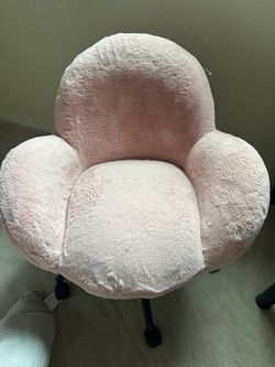 Pink Faux Fur Vanity Swivel Chair