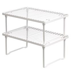 Stackable Metal Kitchen Cabinet Organizer Shelves (Set of 2)