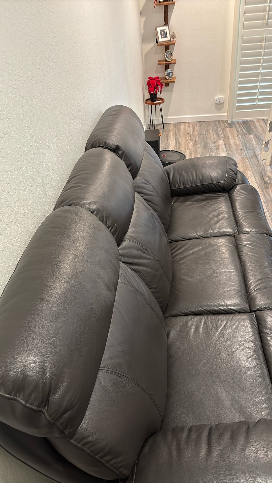Dark Brown Faux Leather Recliner Couch