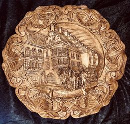 German ~ München Hofbräuhaus ~ Wood Resin Plate ~ 9"
