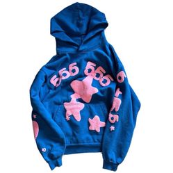 Men’s Small Blue and Pink 555 Sp5der hoodie