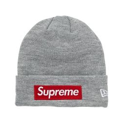 Supreme x New Era Box Logo Beanie (Heather Grey) FW18 New w/o Tags